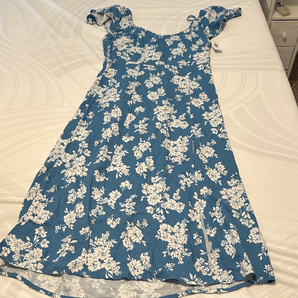 Floral Blue and White Dress